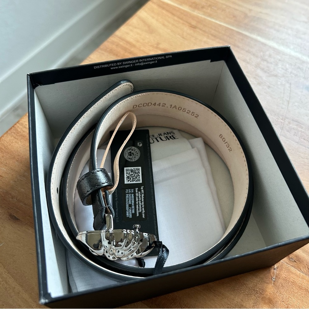 NWT Versace La Medusa Head Gunmetal Leather Belt - Picture 9 of 15